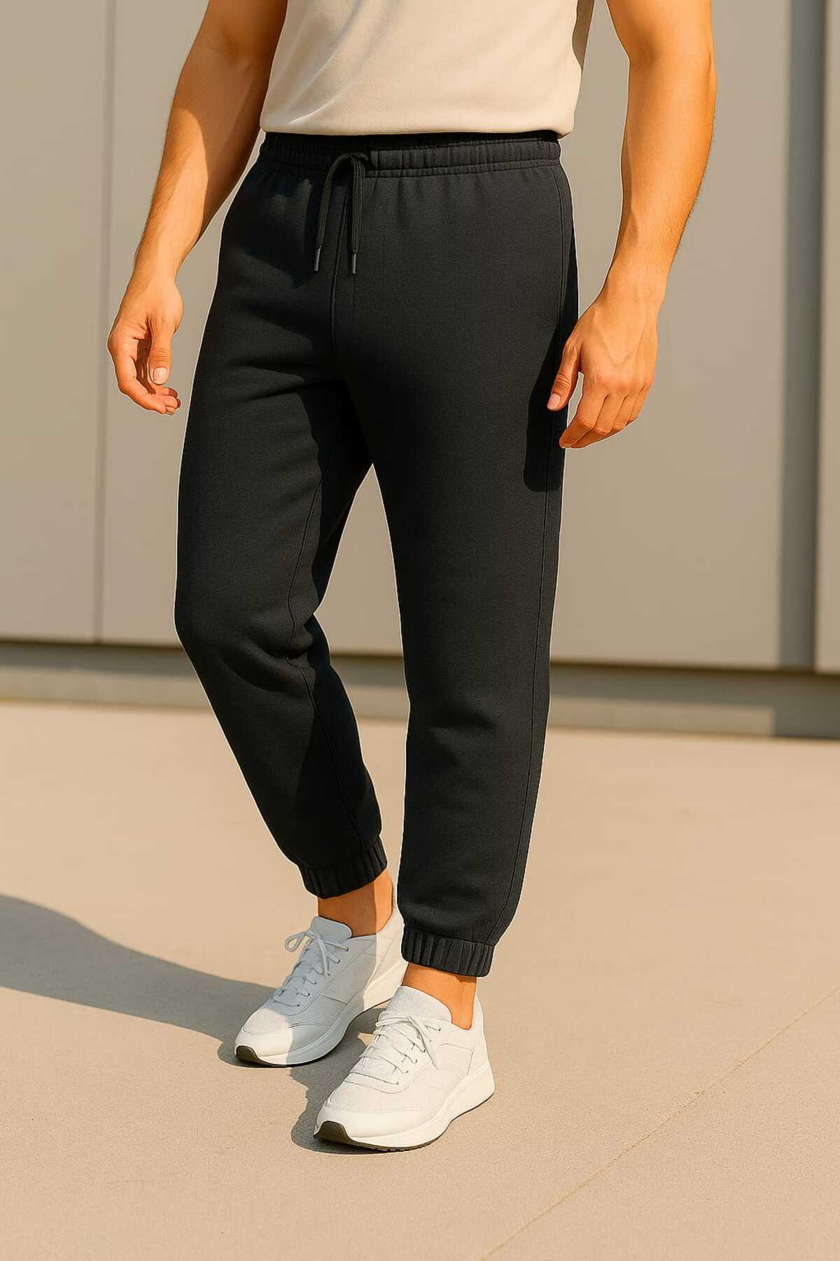 TREND ALİSSE Erkek antrasit Standart Fit Normal Kesim 2 Iplik Cepli Rahat Jogger Eşofman Altı