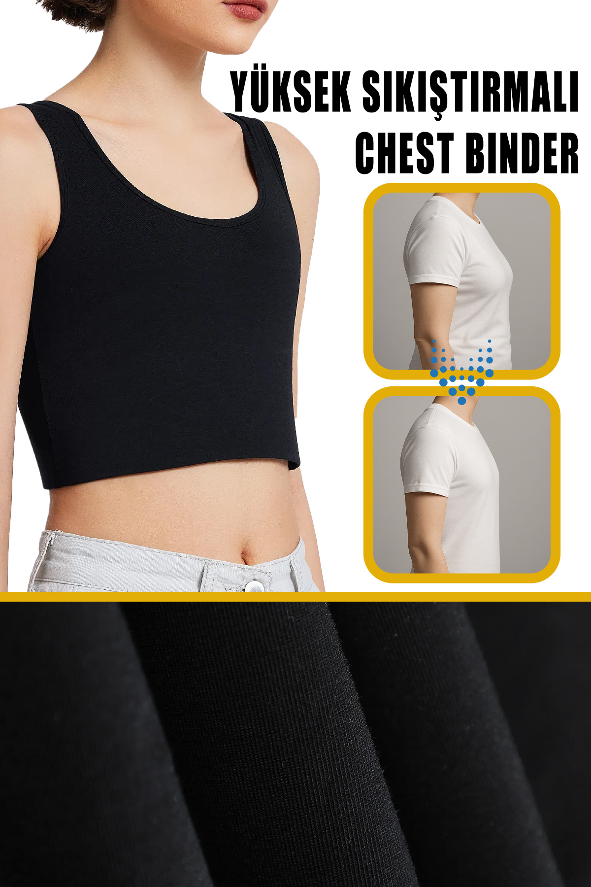 elilom Göğüs Gizleyici Korse Unisex Jinekomasti ve Tomboy İçin Sıkılaştırıcı Toparlayıcı Düz Silüet görsel 4