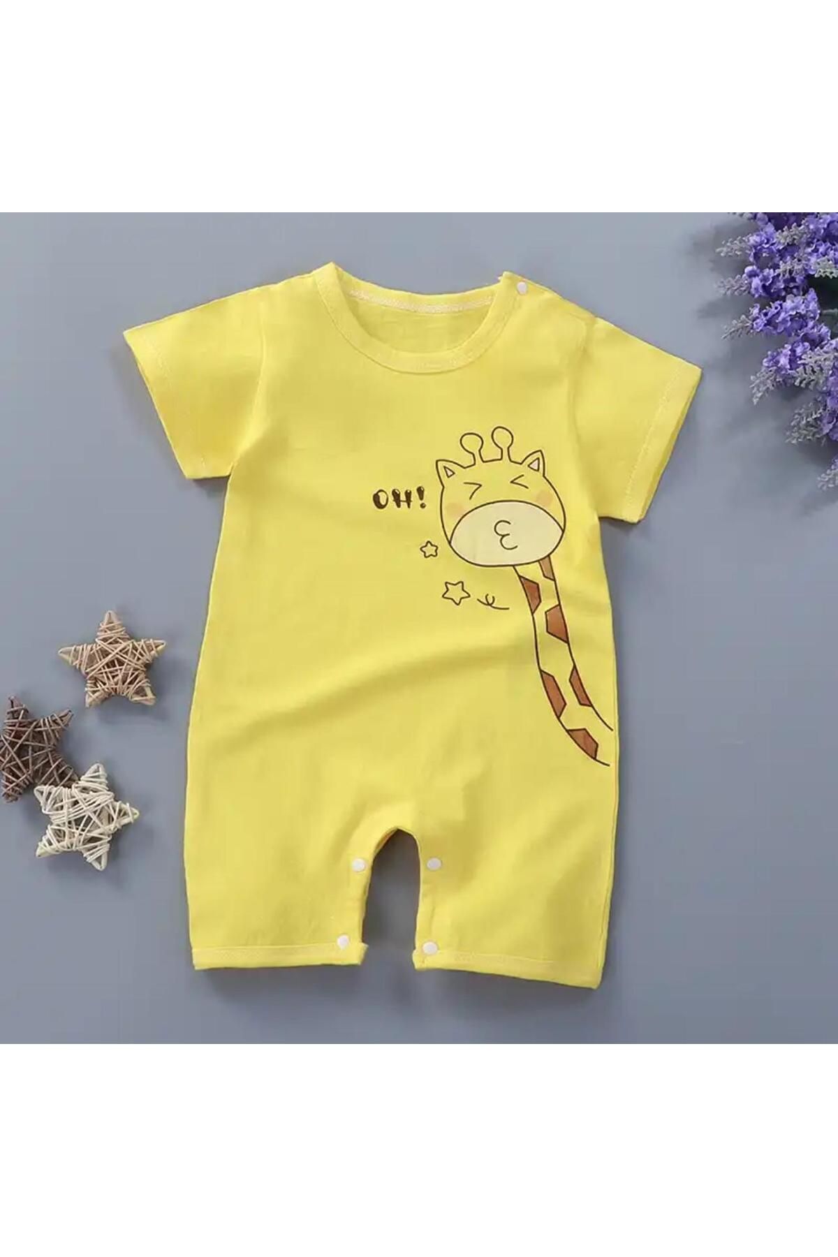 nevrankids Yenidoğan Kız Erkek Pamuk Uni Yumuşak Kısa Kollu Yazlık Tulum fotoğrafı 2 (önizleme)