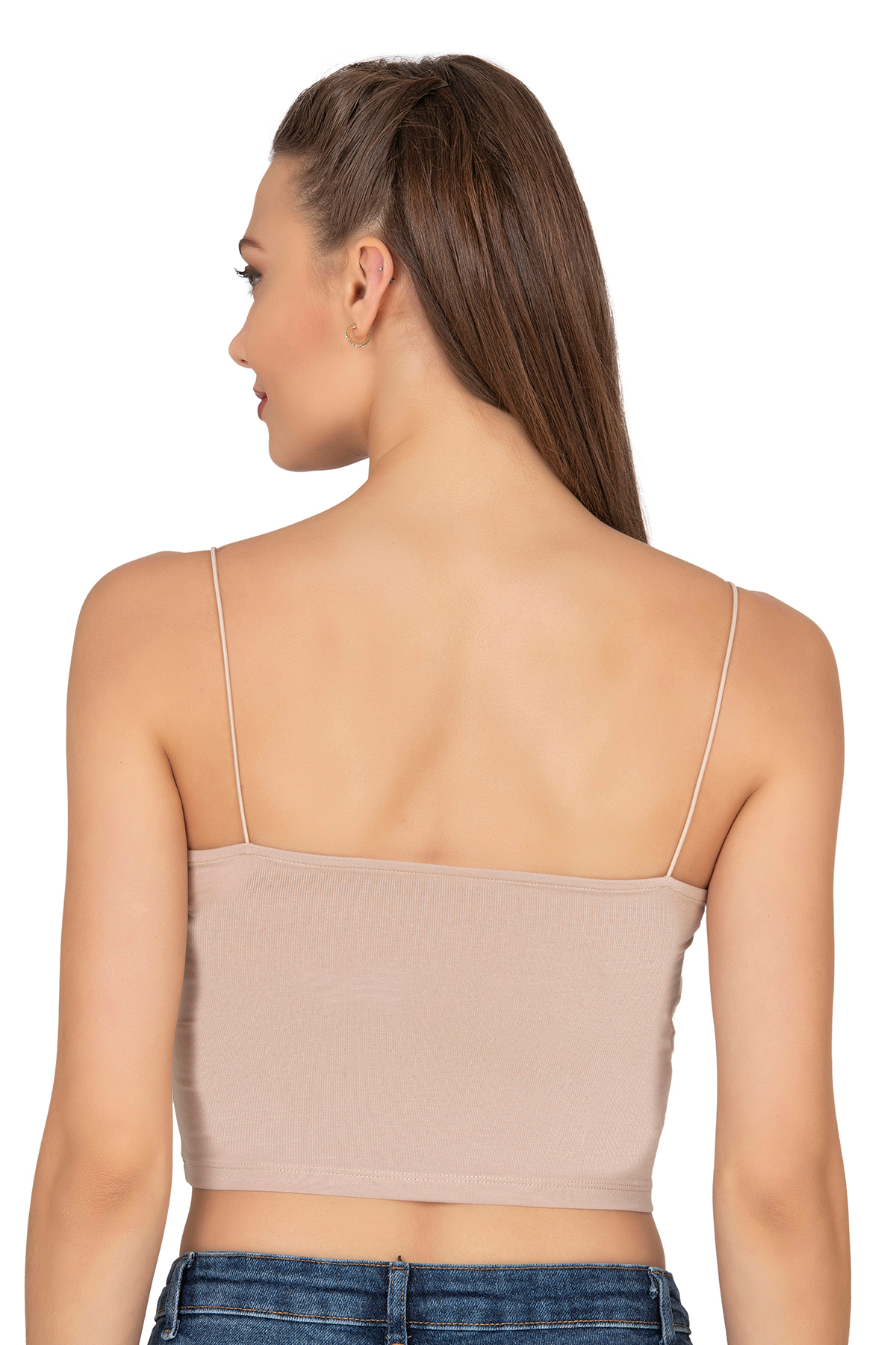 ÖZKAN underwear Özkan 27370 Kadın Modal Pamuklu Likralı Esnek Rahat Vücuda Oturan Spagetti Askılı Örme Crop Atlet görsel 2