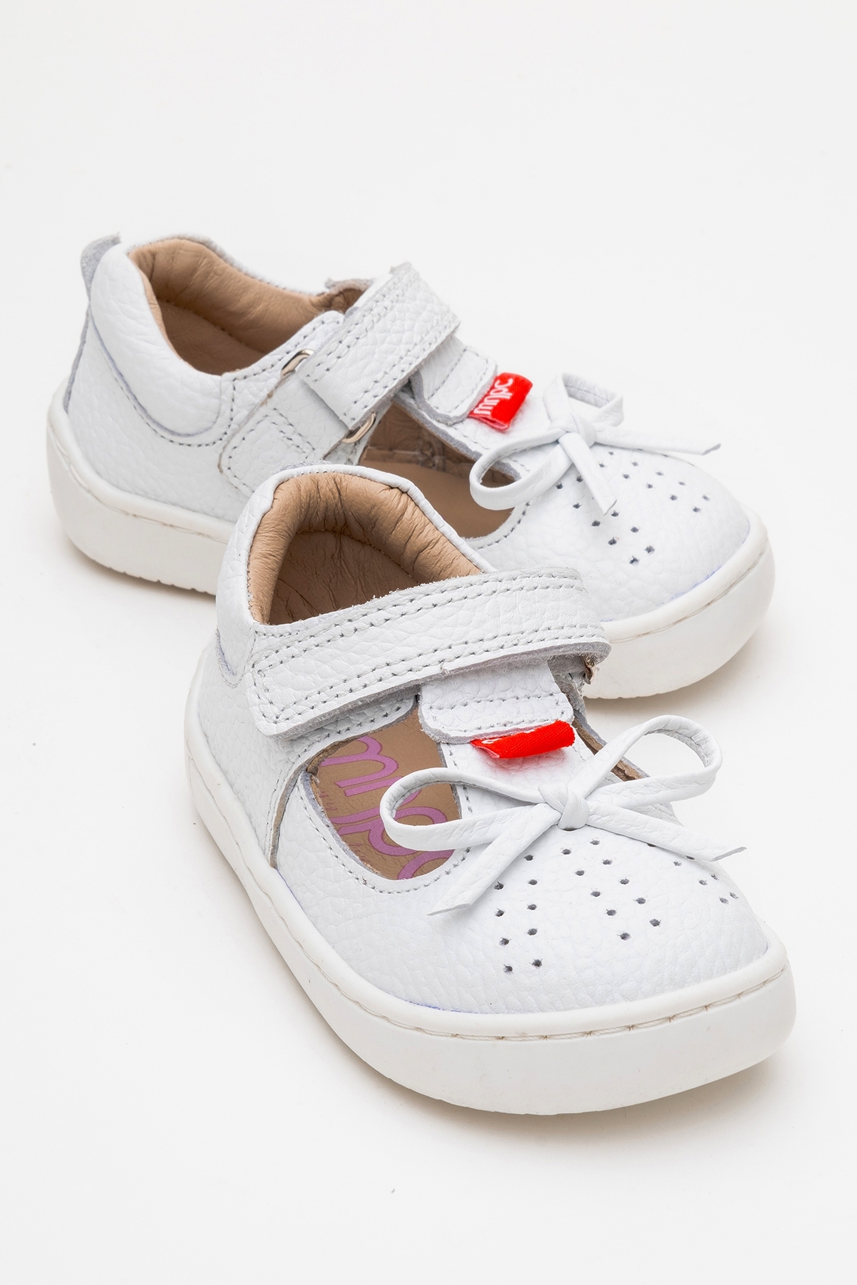Girl White Genuine Leather Casual Flats
