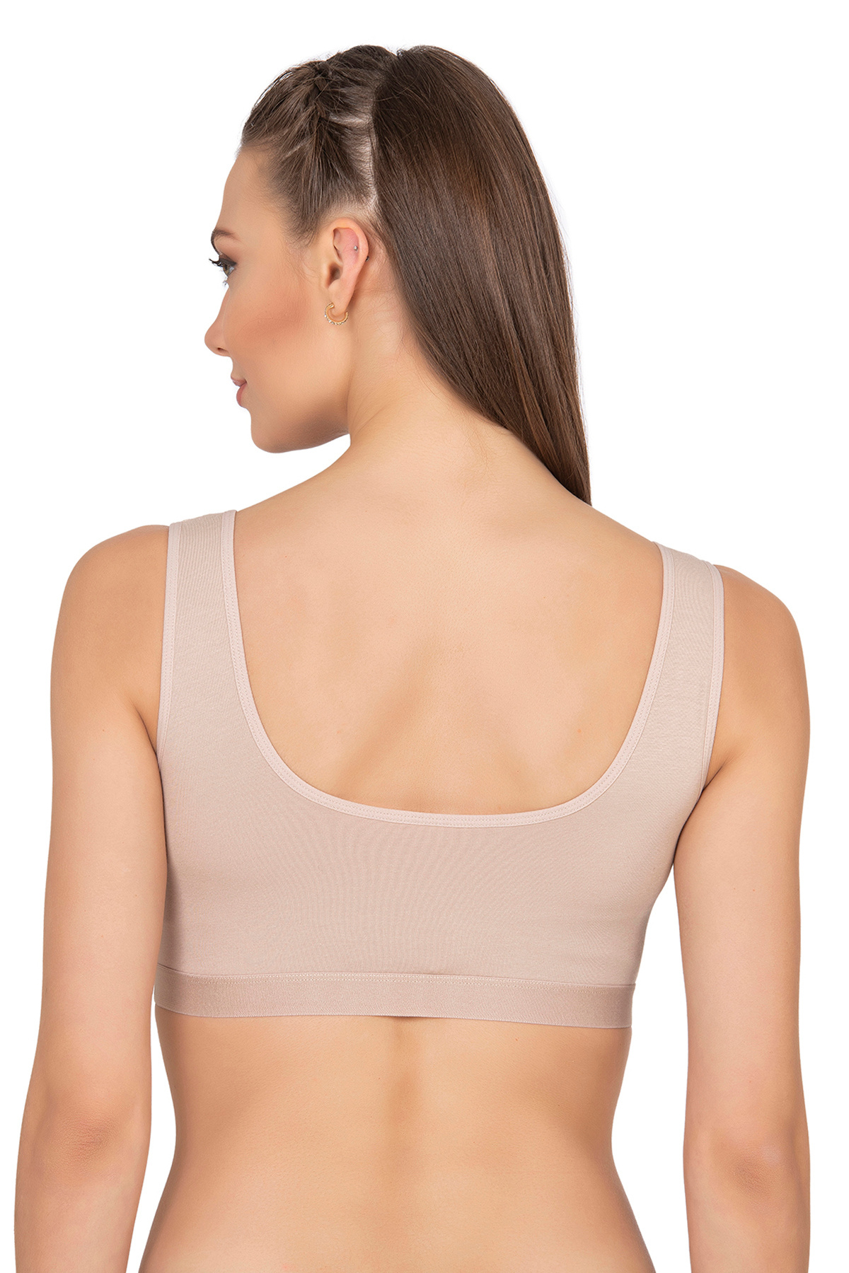 ÖZKAN underwear Özkan 27407 Kadın Pamuklu Likralı Çıkarılabilir Pedli Balensiz Süprem Kumaş Rahat Kalın Askılı Sütye görsel 2