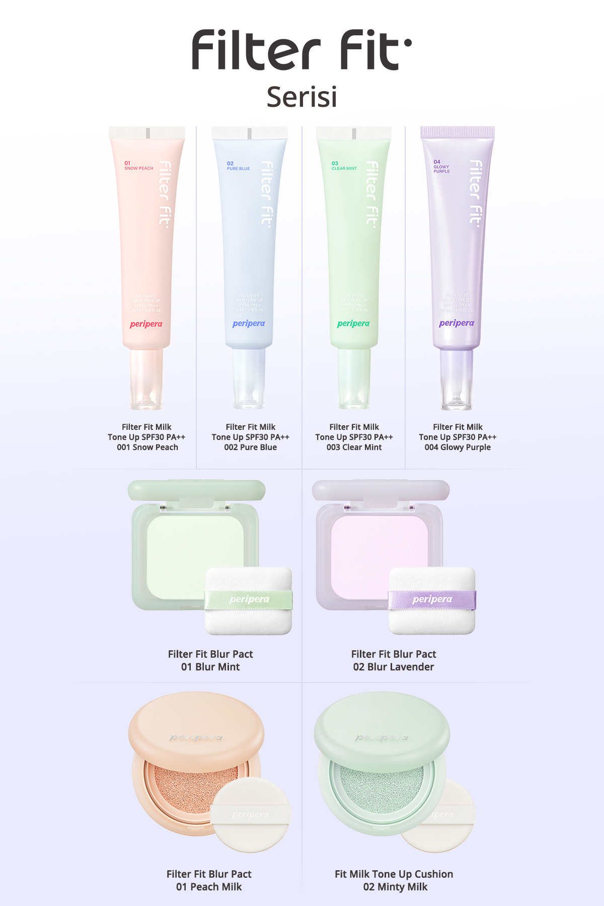 Canlı Görünüm Sunan Ton Eşitleyici Krem PERIPERA Filter Fit Milk Tone Up (002 Pure Blue) SPF30 — آبی 111593 — تصویر 9 از 9