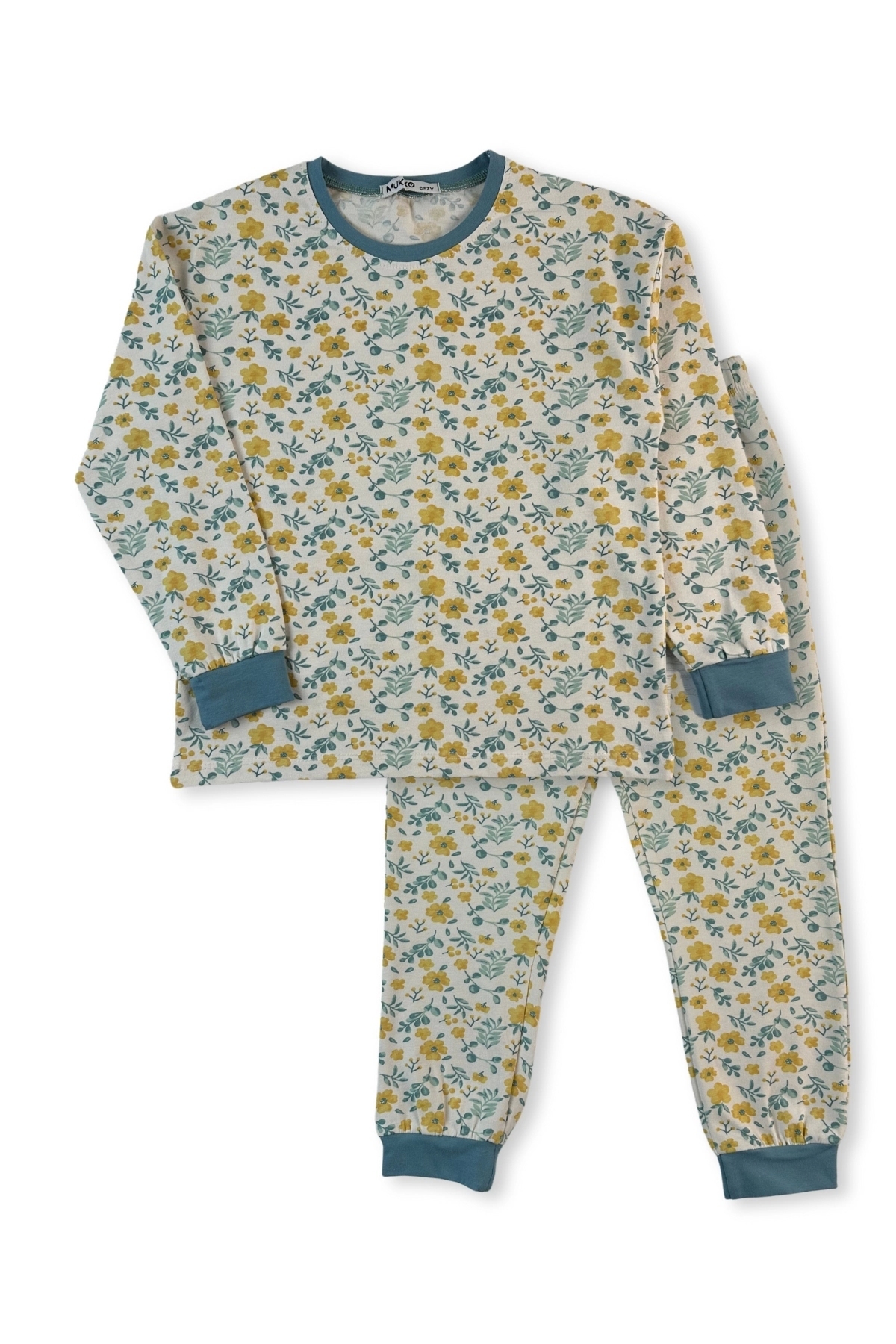 MK Mukko Kids Kız Çocuk Sarı Papatya Desen Tasarım Mevsimlik Pijama Takımı fotoğrafı 2 (önizleme)