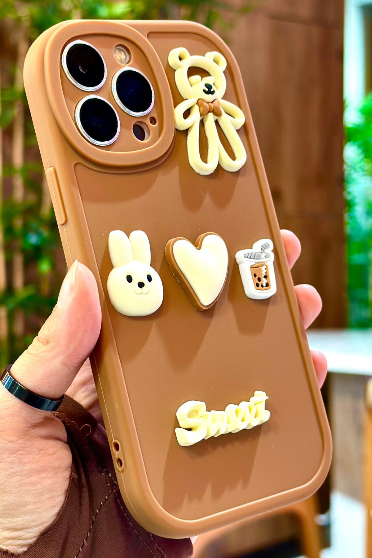 Vip Case iPhone 15 Pro Max uyumlu Ayıcık Desenli Sevimli 3 Boyutlu