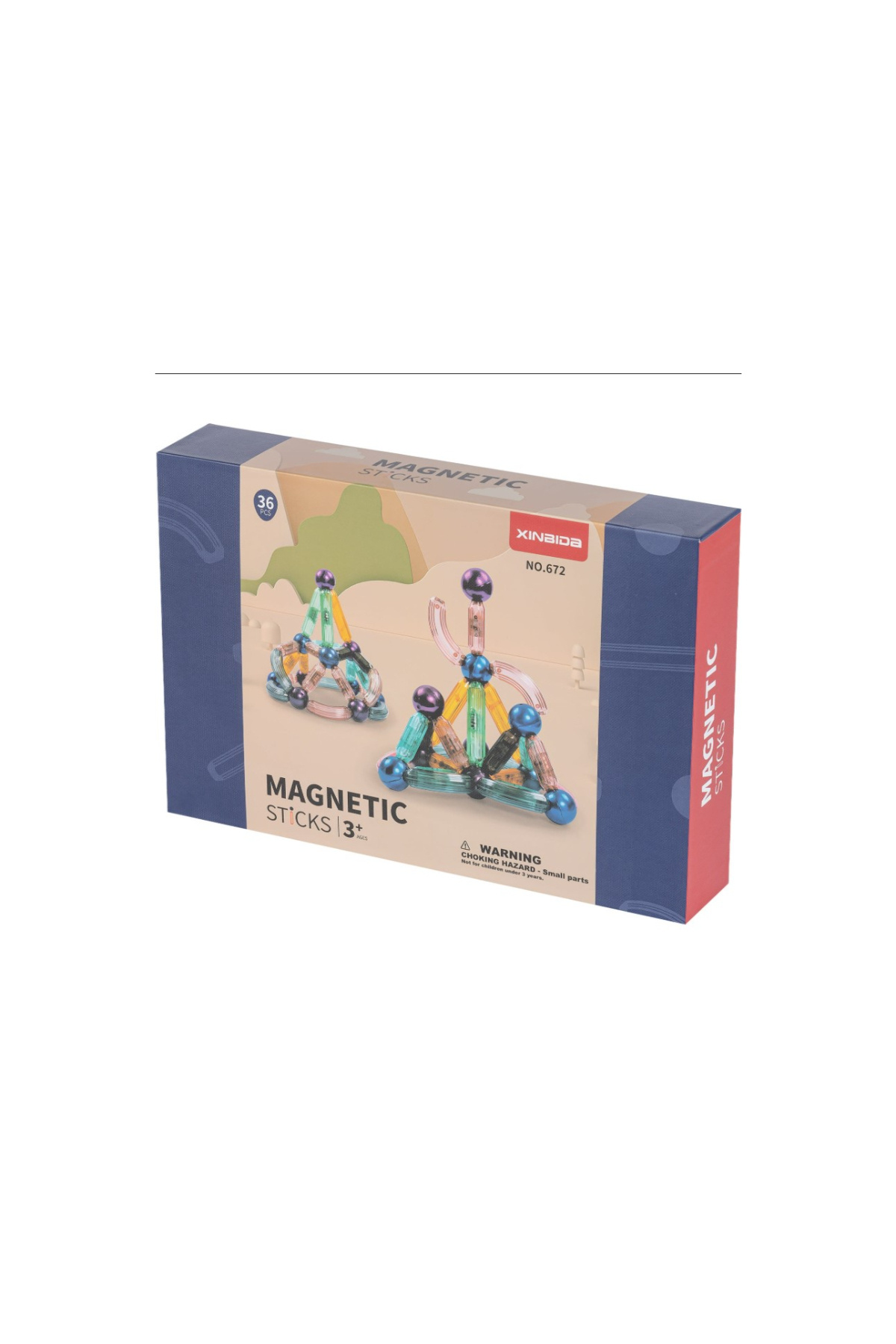 مجموعه ساخت‌وساز مغناطیسی Xinbida 672 – کیت میله‌ها و گوی‌های مغناطیسی LED شامل ۳۶ قطعه، مناسب برای سنین ۳ سال به بالا