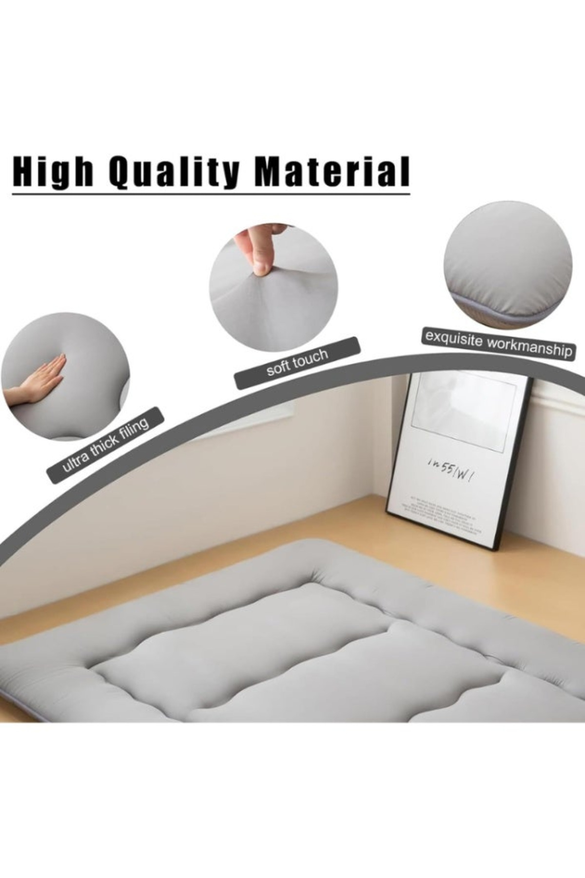 smart home-100% Soft Polyester 3-Layer Foldable Floor Mattress - 190x90 cm | Comfortable and lightweight 2