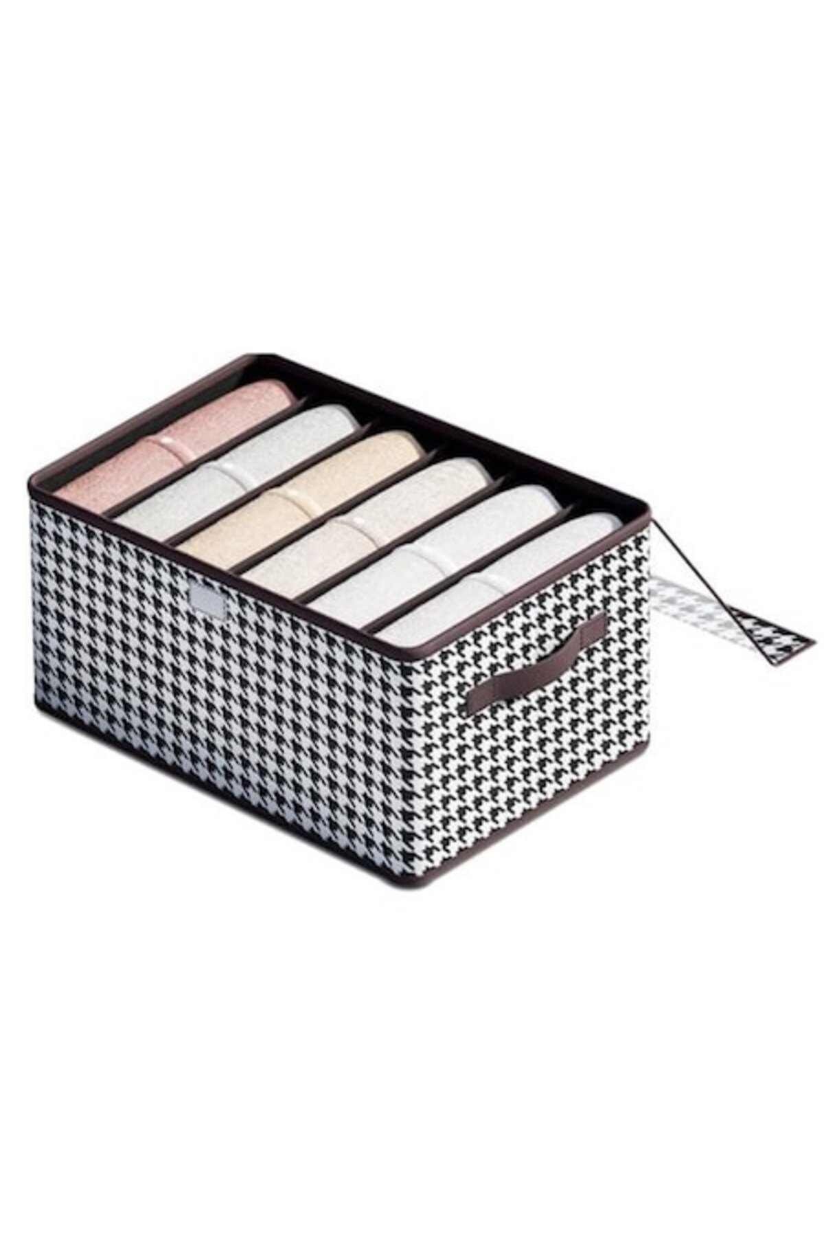 Tim-Storage Box with Transparent Lid, Checkered Pattern, Small Model, Brown 1