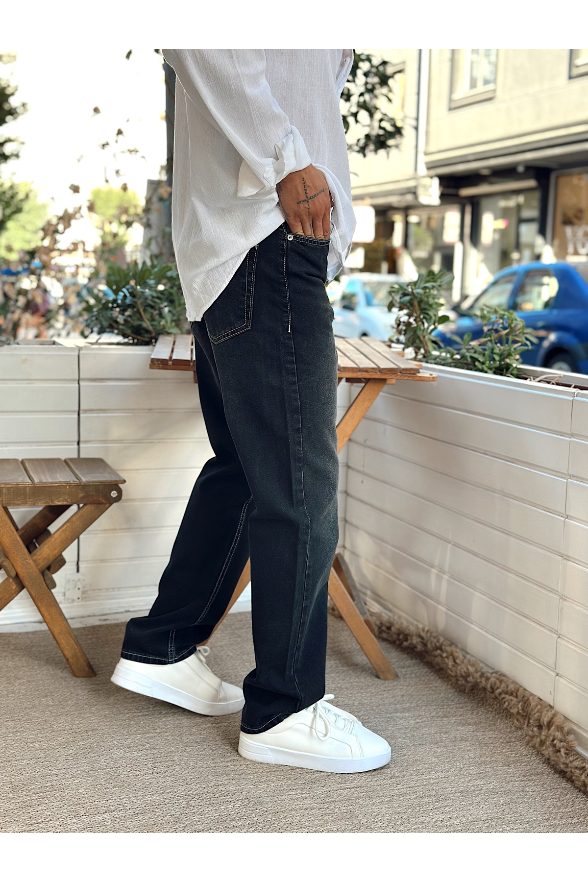 manch collection Regular Kalıp Kot Pantolon Siyah görsel 5