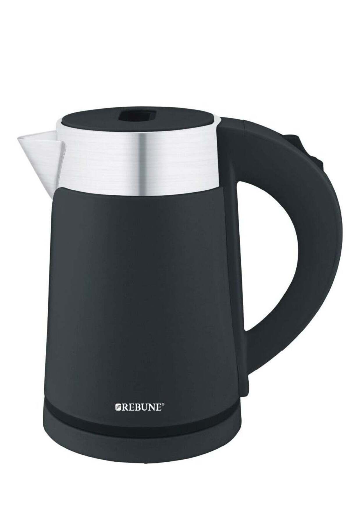 غلاية كهربائية 800 مل وبقوة 1000 واط - ستانلس ستيل - اسود - RE-1-138