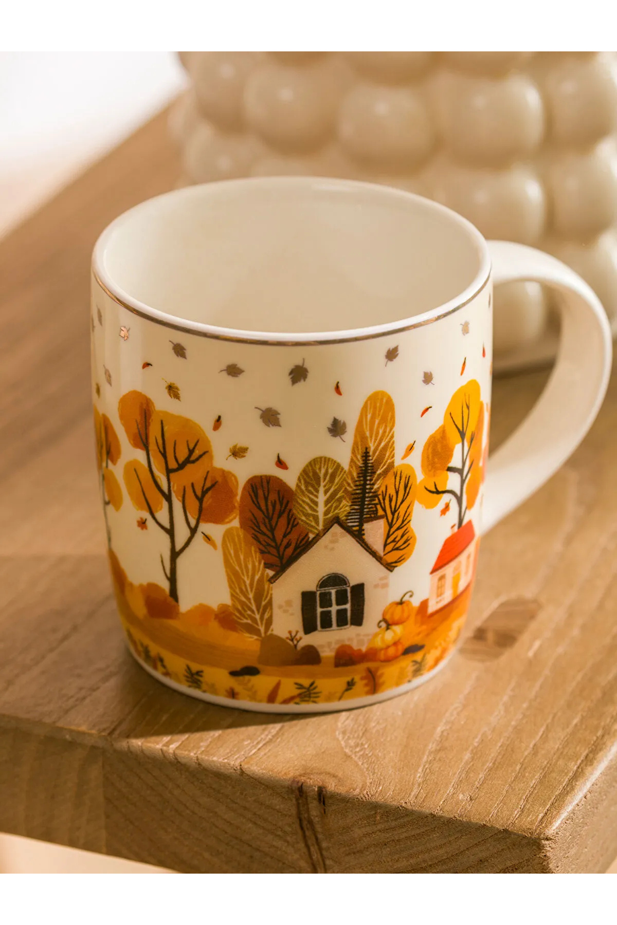 LC Waikiki-Lcw Home Brown Printed Porcelain Mug 360 ml as 2