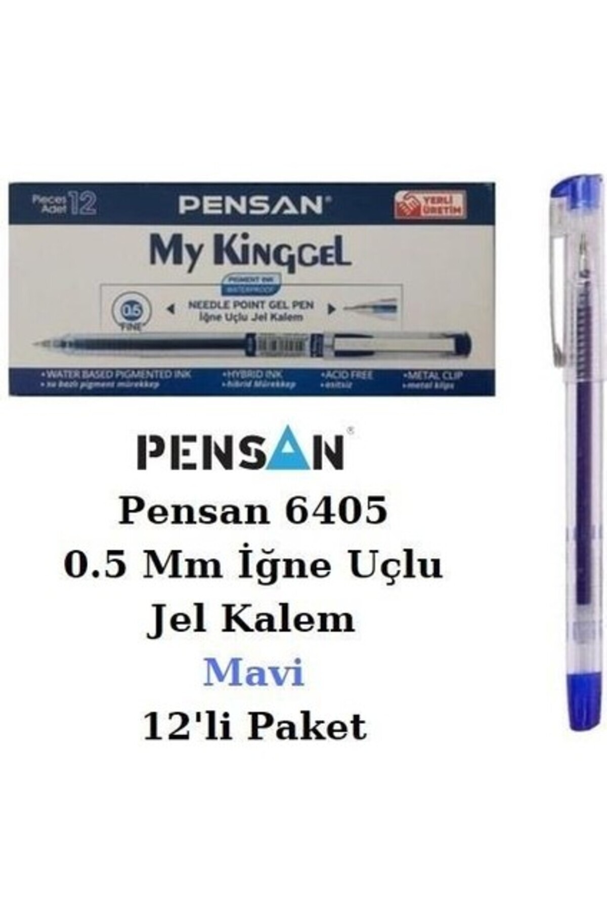 Pensan Tükenmez Kalem My-King Jel 12 Adet 0.5 mm Mavi 6405