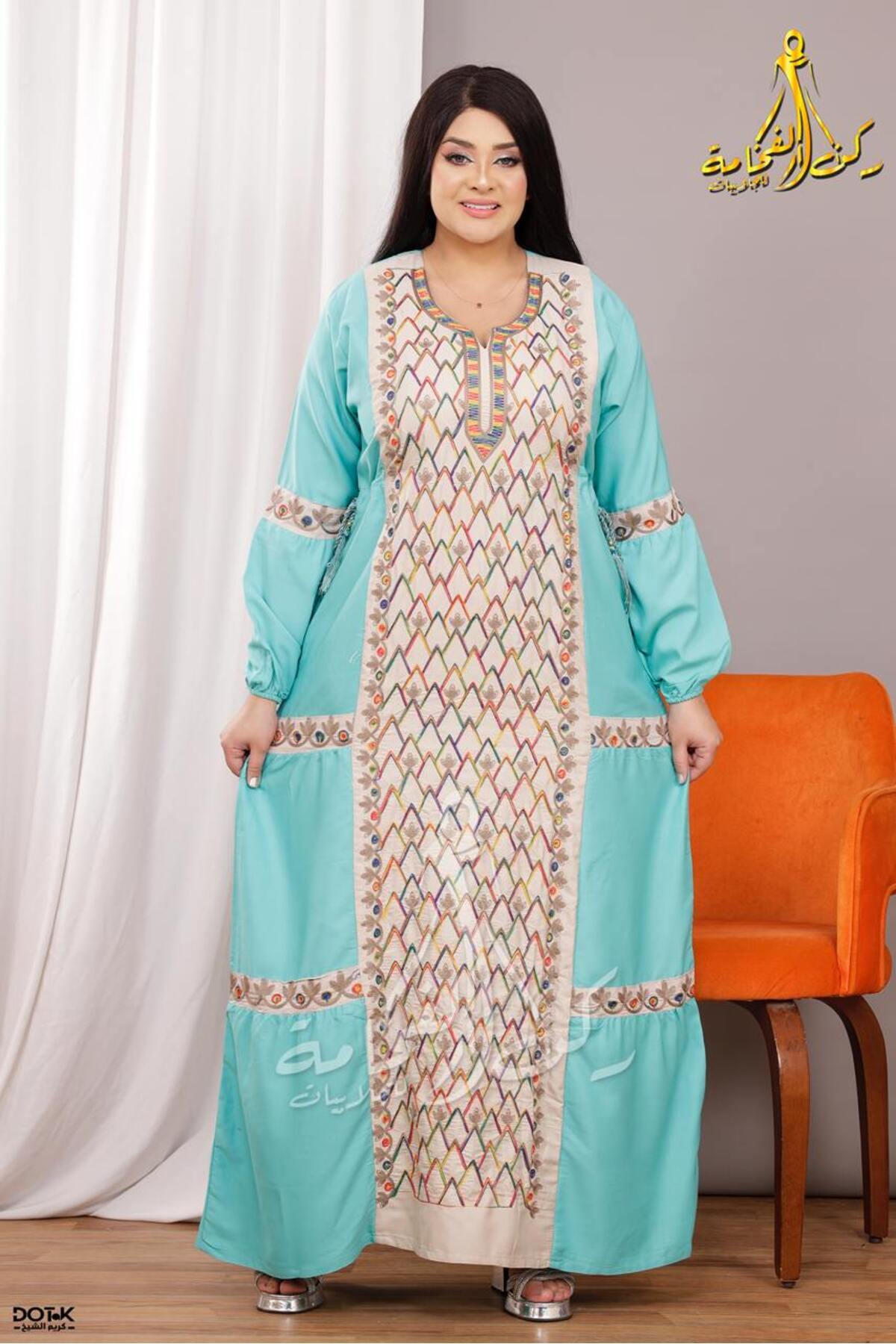 Generies-Cotton abaya made of light natural cotton with a belt in the middle that adds a touch of elegance and elastic at the sleeve 2