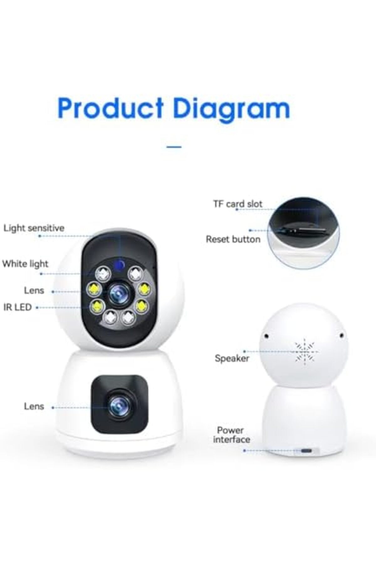 Generic-Camera 4MP Dual Lens Indoor Security Camera, 360° WiFi Smart Cam with Motion Tracking, Dual Screen, 7