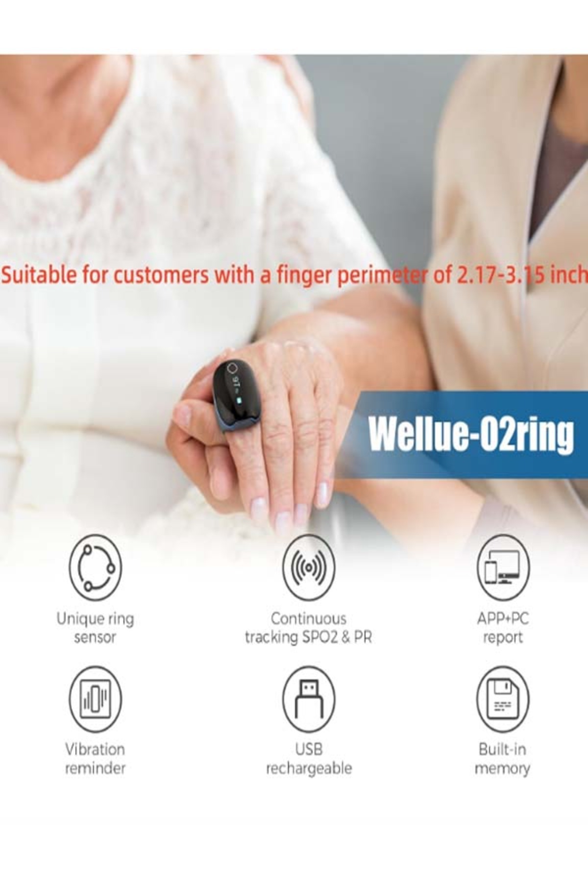 wellue-Wireless Bluetooth Monitor Spo2 Heart Rate Rechargeable Wrist Pulse Oximeter With App 3