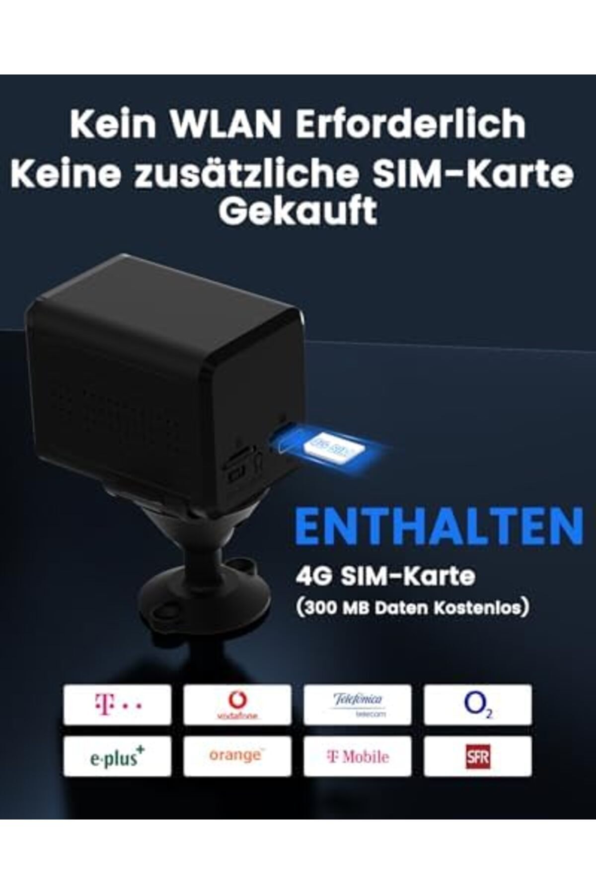 Generic-4G LTE Surveillance Camera with SIM Card, Surveillance Camera without WLAN with Battery 5200 4