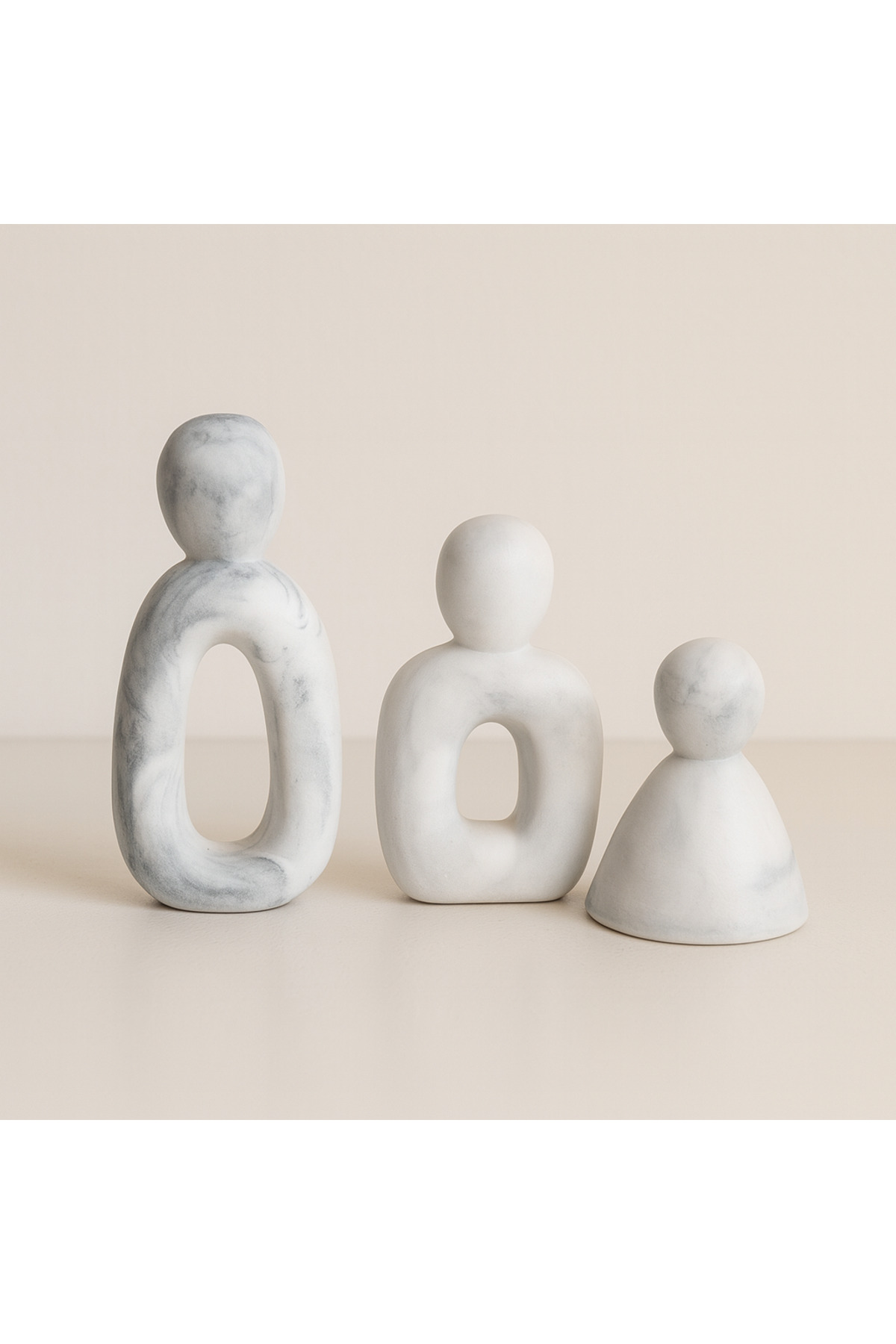 studio Minimal Concrete Decorative Figure Set of 3 – Marble Pattern
