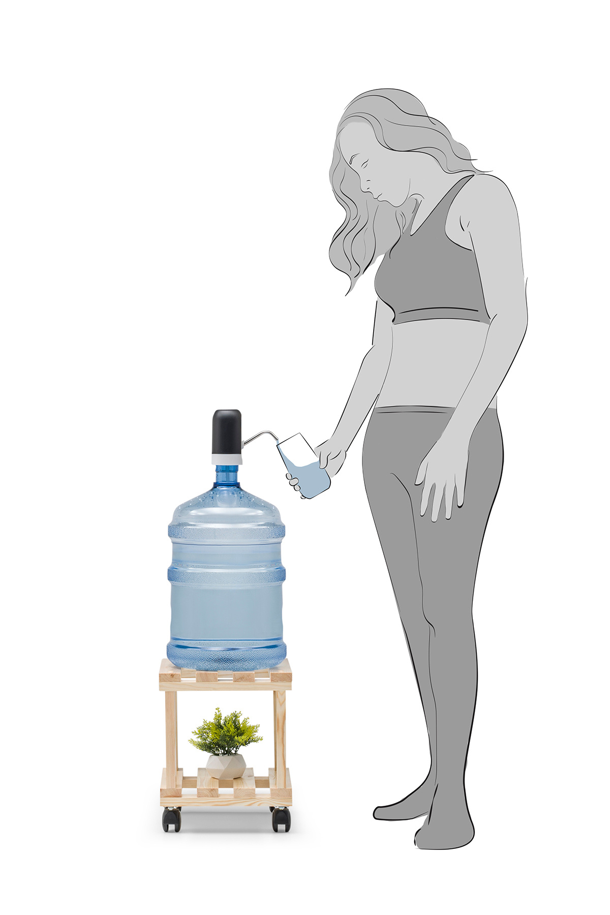 Hier Tekerlekli Damacana Altlığı Tabure Damacana Yükseltici Damacana Standı Ahşap Damacana Altlığı