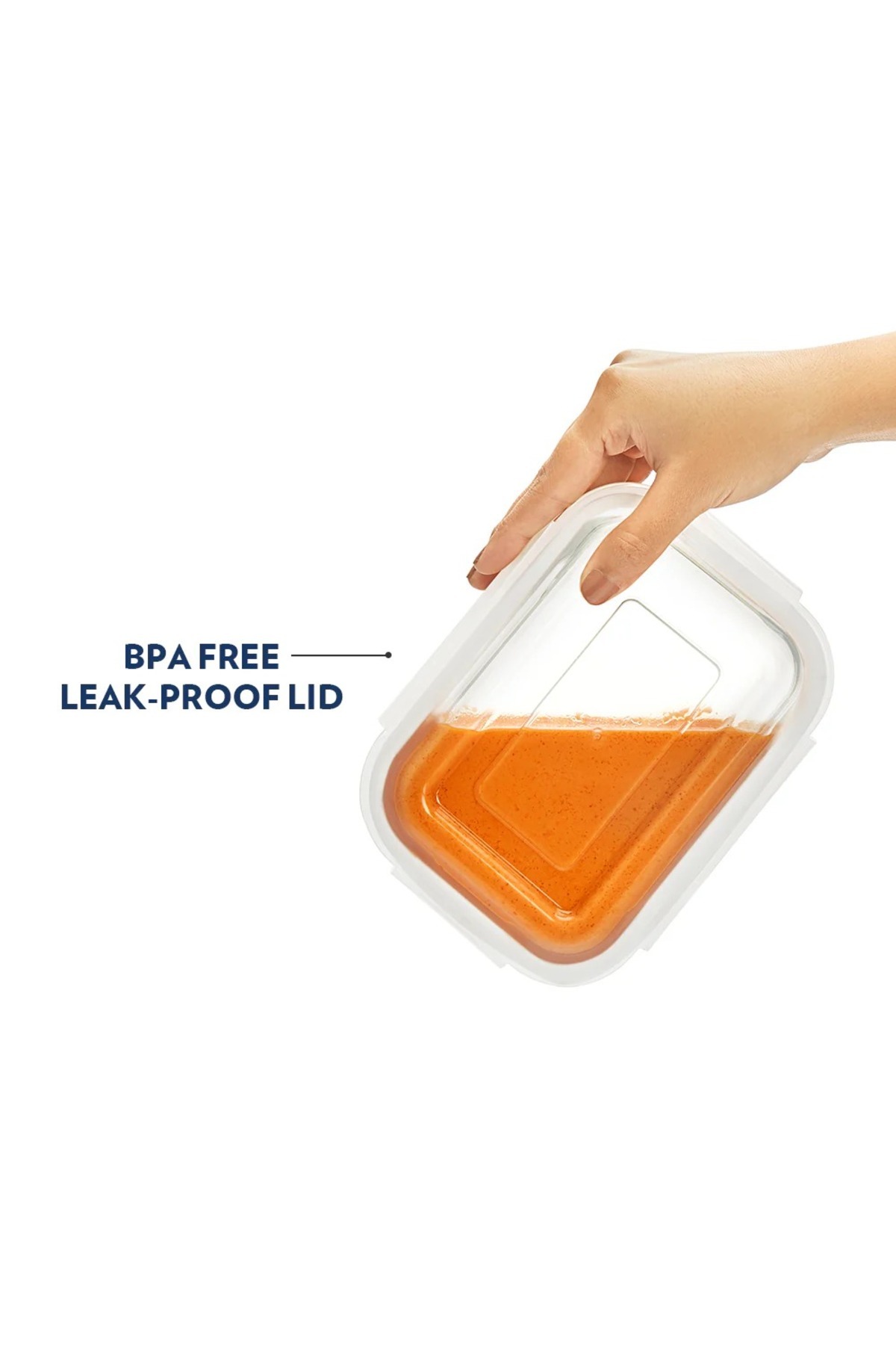 Borosil-Klip-n-store Rectangular Glass Storage Container With Air Tight Lid Food Storage Container 640ML 3