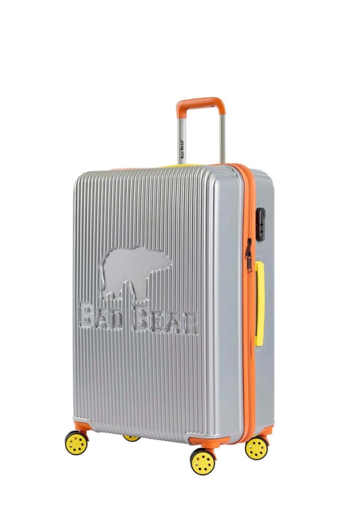 Bad Bear Logo Suitcase Gri Tekerlekli ABS Valiz