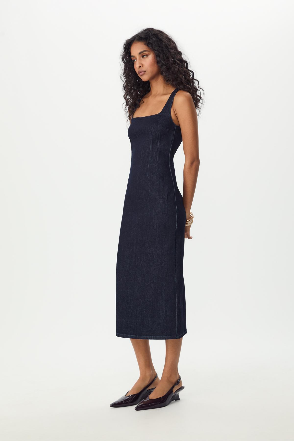 Stradivarius  Denim midi elbise - Görsel 3