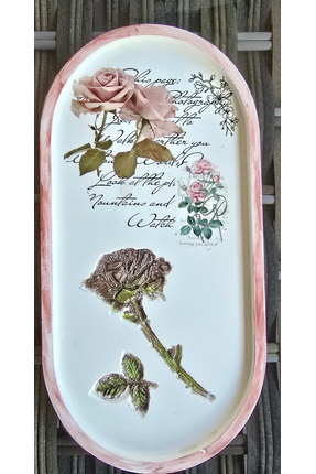 elayarts Gül koleksiyonu no:8 kabartma gül desenli sunum tabağı