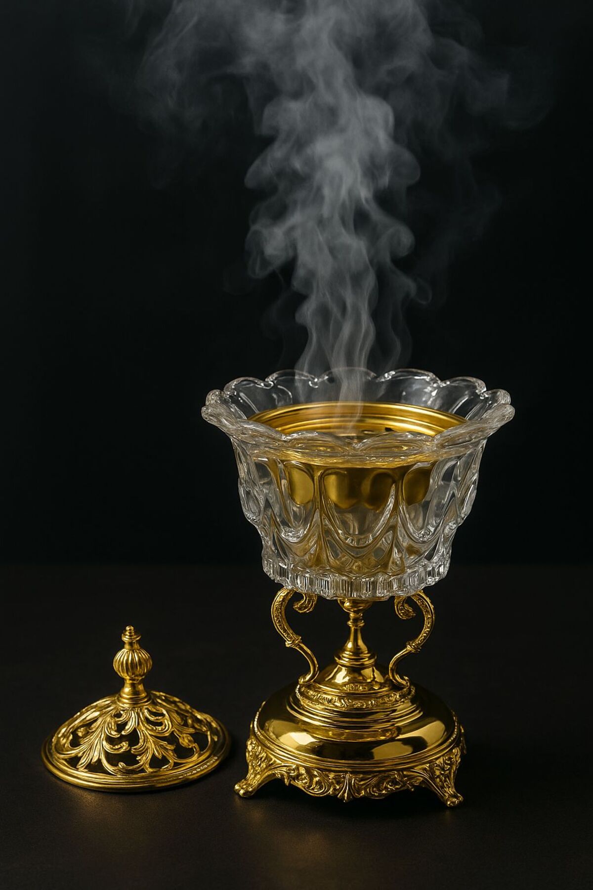 Luxury crystal gold incense burner