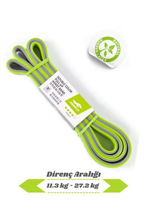 JOINFIT Direnç Lastiği ve Egzersiz Bandı Yeşil-Gri Medium - %100 Doğal Kauçuk