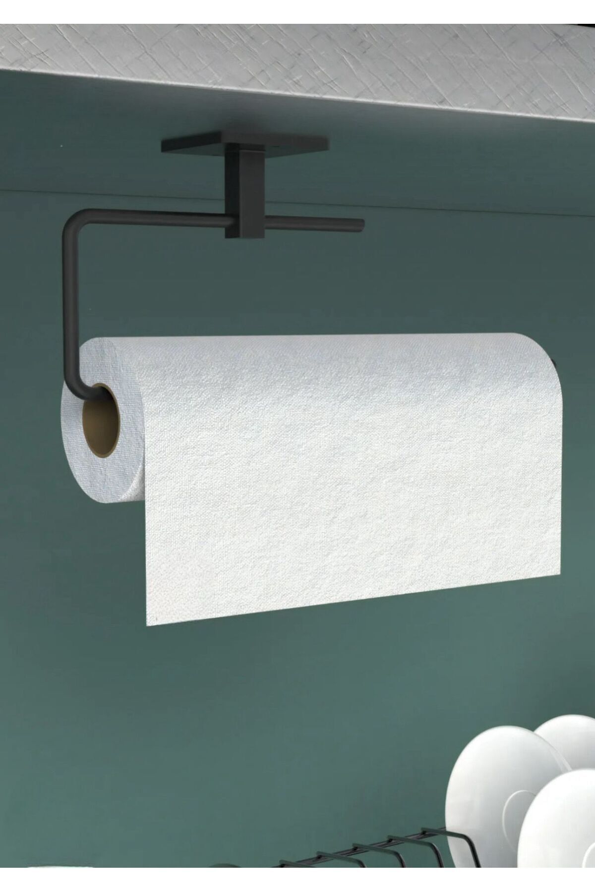 BUSEMSİ HOME Siyah Rulo Havluluk Peçetelik Yapışkanlı Pratik Banyo Mutfak Askısı