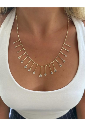Lita Damla Taşlı Gold Kolye
