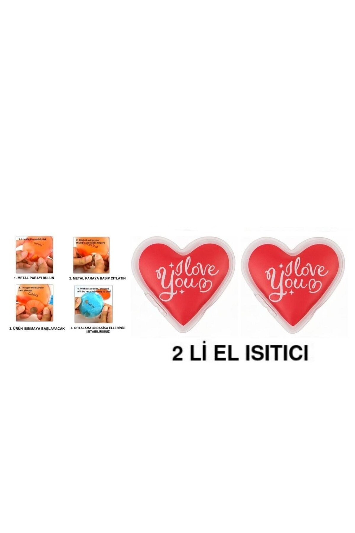 Bosphorus 2 ADET KALPLİ SEVGİ MESAJLI CEP SOBASI,EL ISITICI,SICAK SU TORBASI PVC 9cm