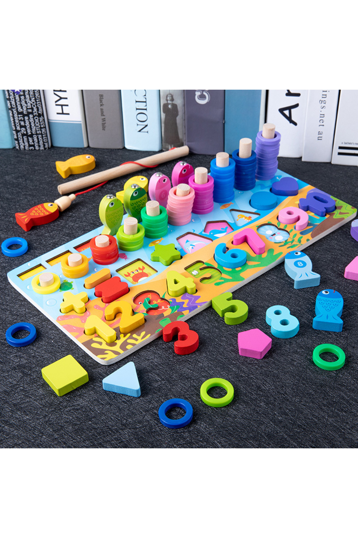 ۷۶۲ ۴در۱ QWZ اسباب‌بازی چوبی آموزشی مونته‌سوری ریاضی کودکان تخته سرگرمی بشمار شکل رنگ‌ها تشک