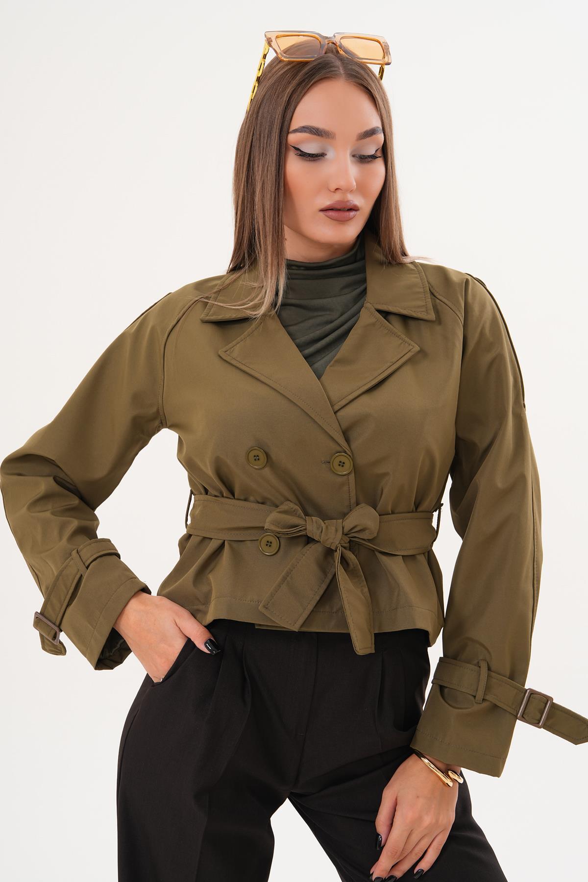 ŞİMAL Kadın Kuşaklı Kısa Trenckot 255129 - görsel 4