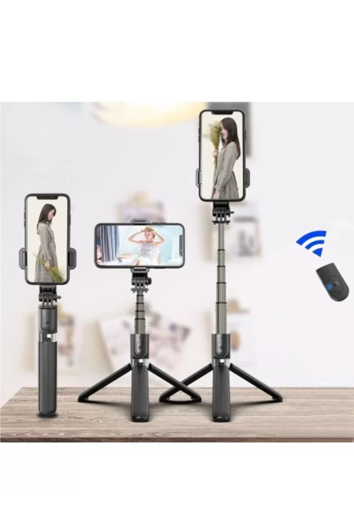 Avex-Set 3 in 1, Selfie Stick with LED Lamp and Tripod, Bluetooth Connection, USB Power Supply 3