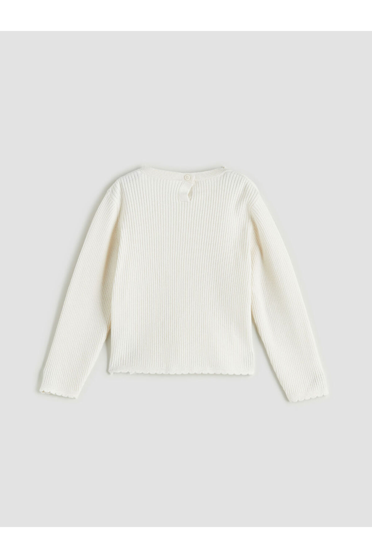 LC Waikiki Ekru Bisiklet Yaka Basic Kız Çocuk Triko Kazak fotoğrafı 2 (önizleme)