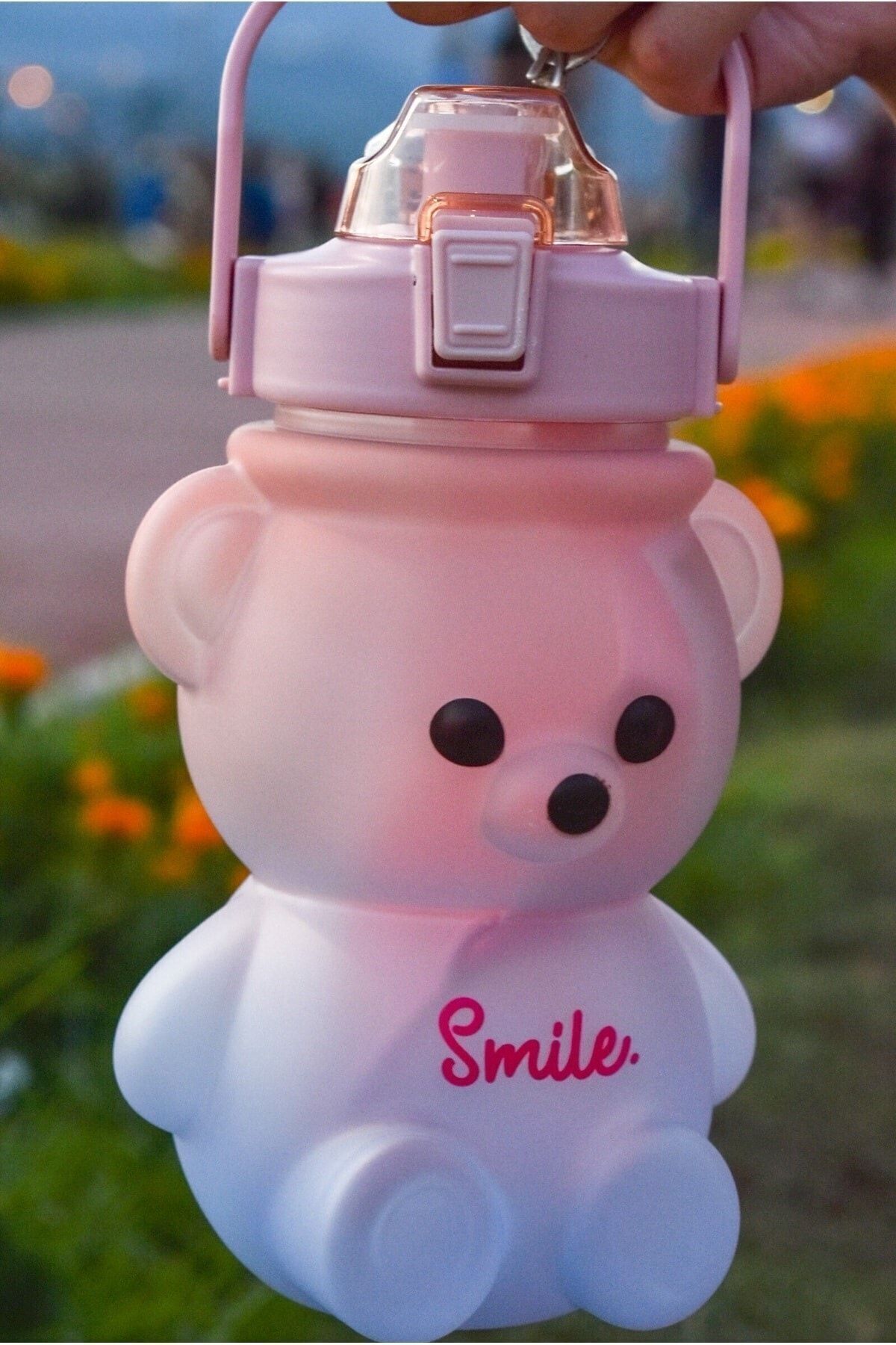 Mikasso Ayıcık Desenli Büyük Boy 1,2 Litre Motivasyon Matarası Plastik Su Şişesi Suluk Sticker Hediyeli Çok fotoğrafı 2 (önizleme)