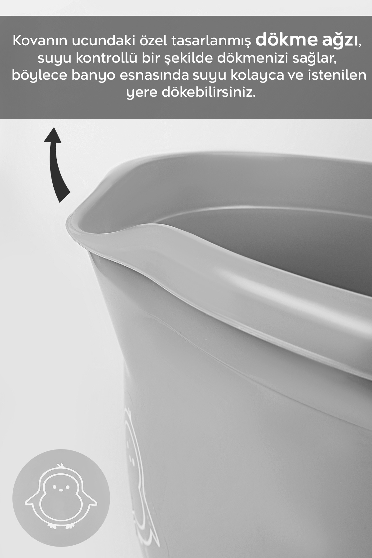 Meleni Baby 2'li Bebek Banyo Seti - Figürlü Banyo Su Kovası - Maşrapa - Gri fotoğrafı 5 (önizleme)