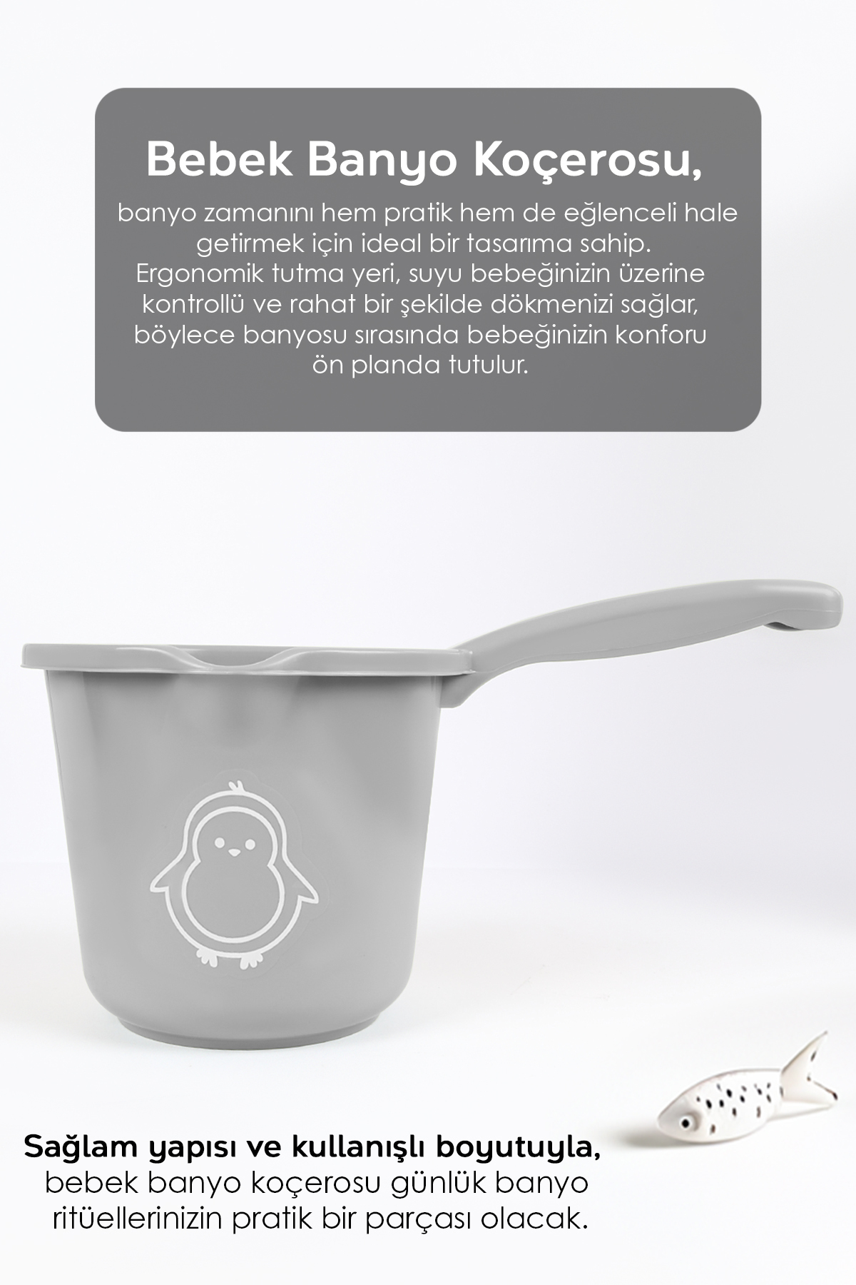 Meleni Baby 2'li Bebek Banyo Seti - Figürlü Banyo Su Kovası - Maşrapa - Gri fotoğrafı 3 (önizleme)
