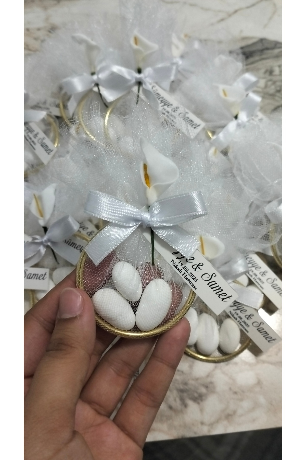 ŞEKERCİMM 30 adet Süslemeli Halka Şekerleme Söz Nişan Nikah Düğün Hediyeliği