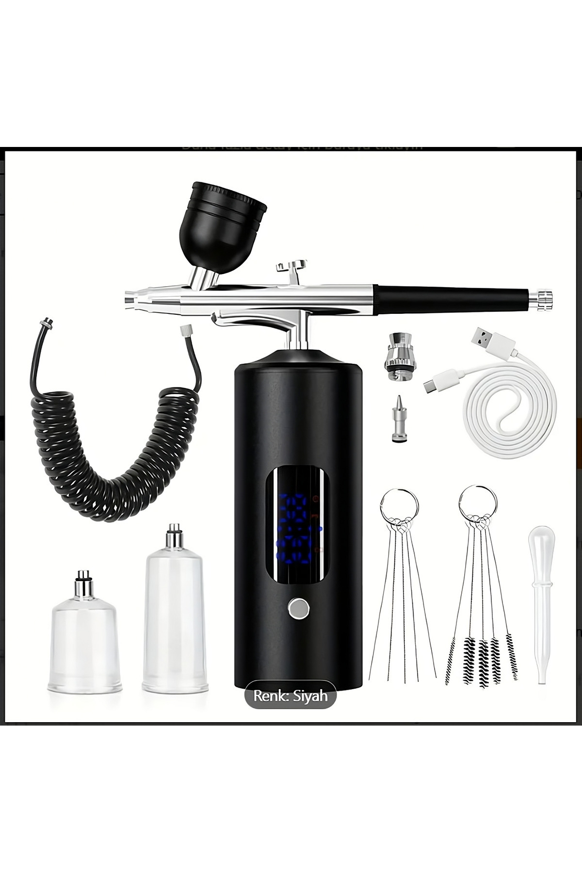 BUĞLEM Şarjlı Kablosuz Sprey Tabancası Airbrush Seti Uzatmalı Hortumlu Dijital Taşınabilir Tırnak Makyaj