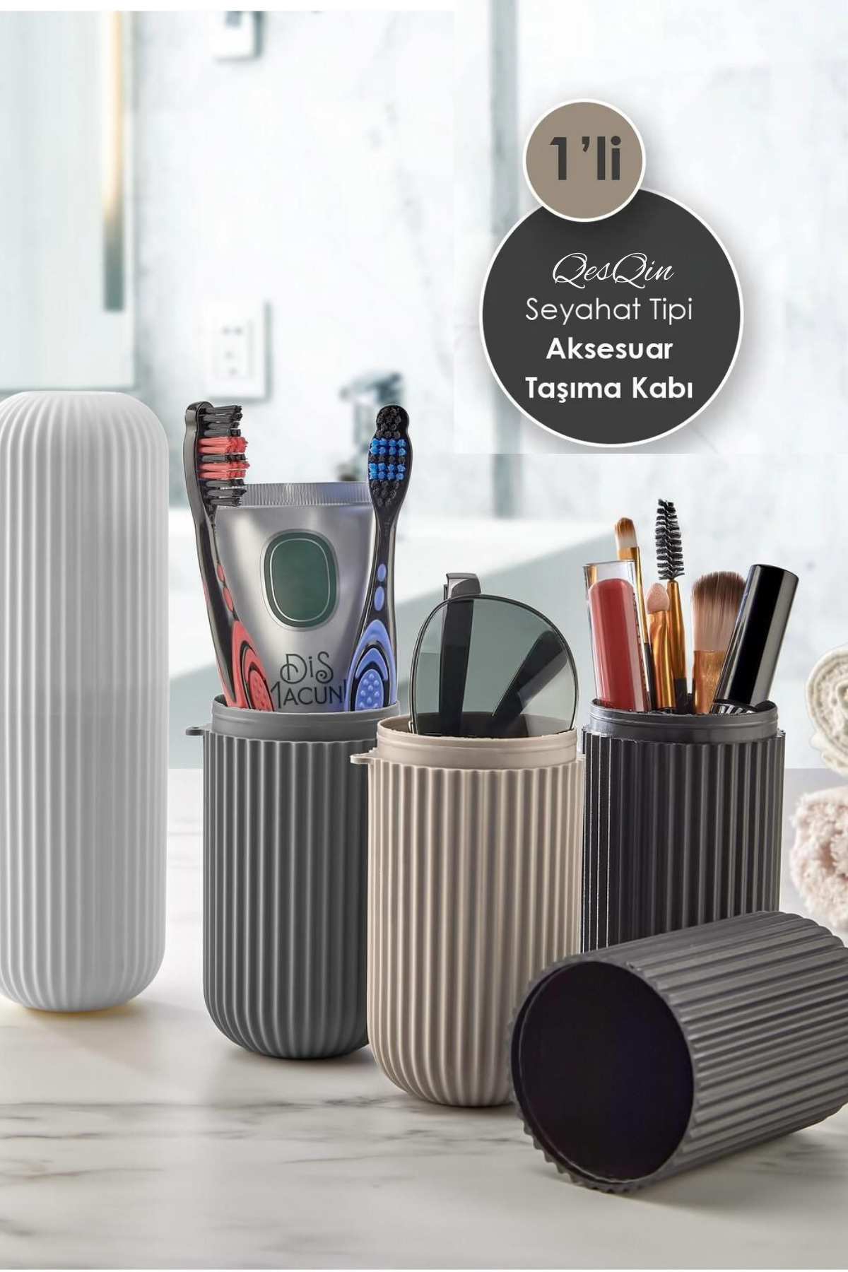 QesQin Pratik Seyahat Tipi Diş Macun Fırça Saklama Ve Taşıma Kabı Diş Fırçalık