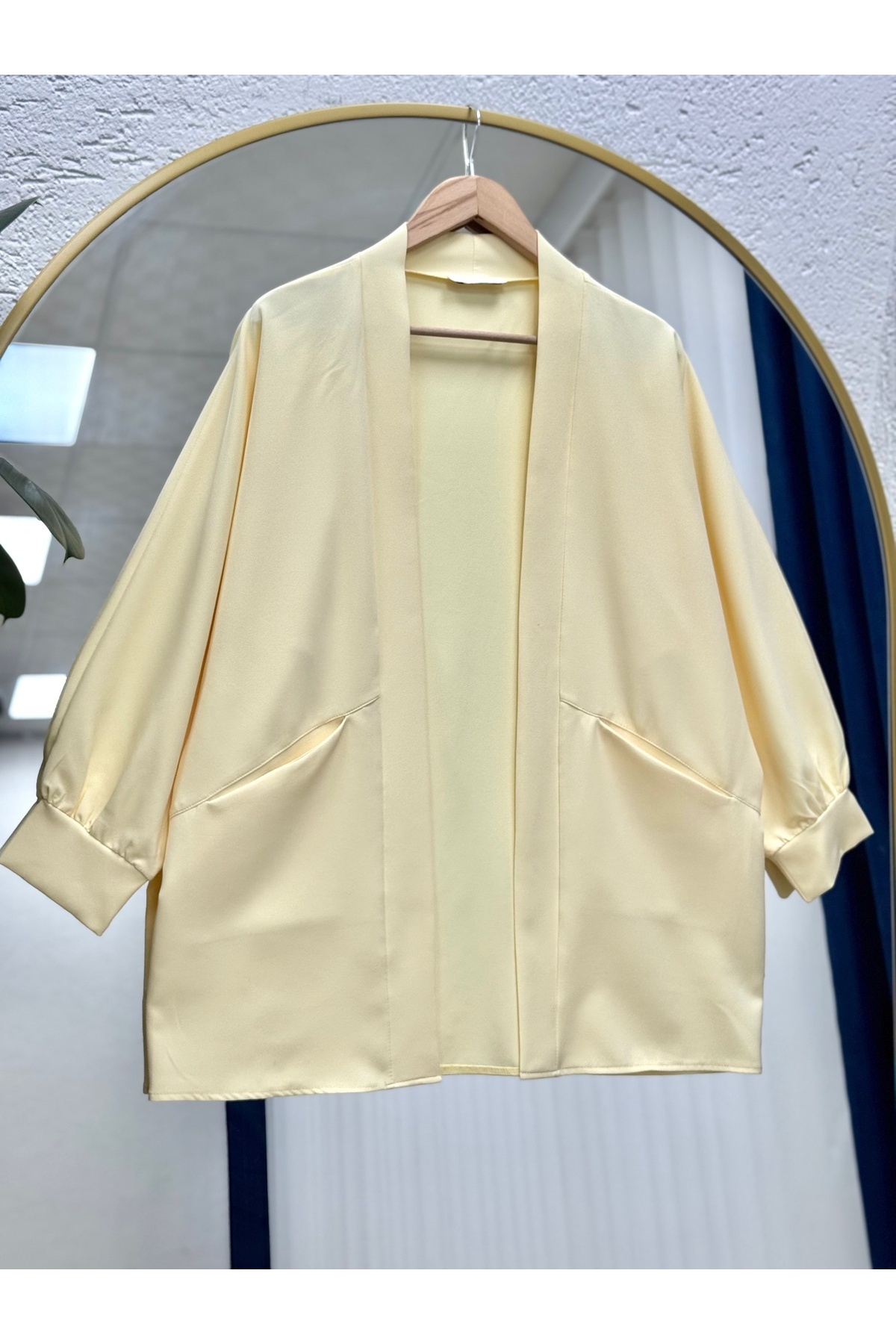 Rana Cep Detay Atlas Hırka-AS02423 Sarı