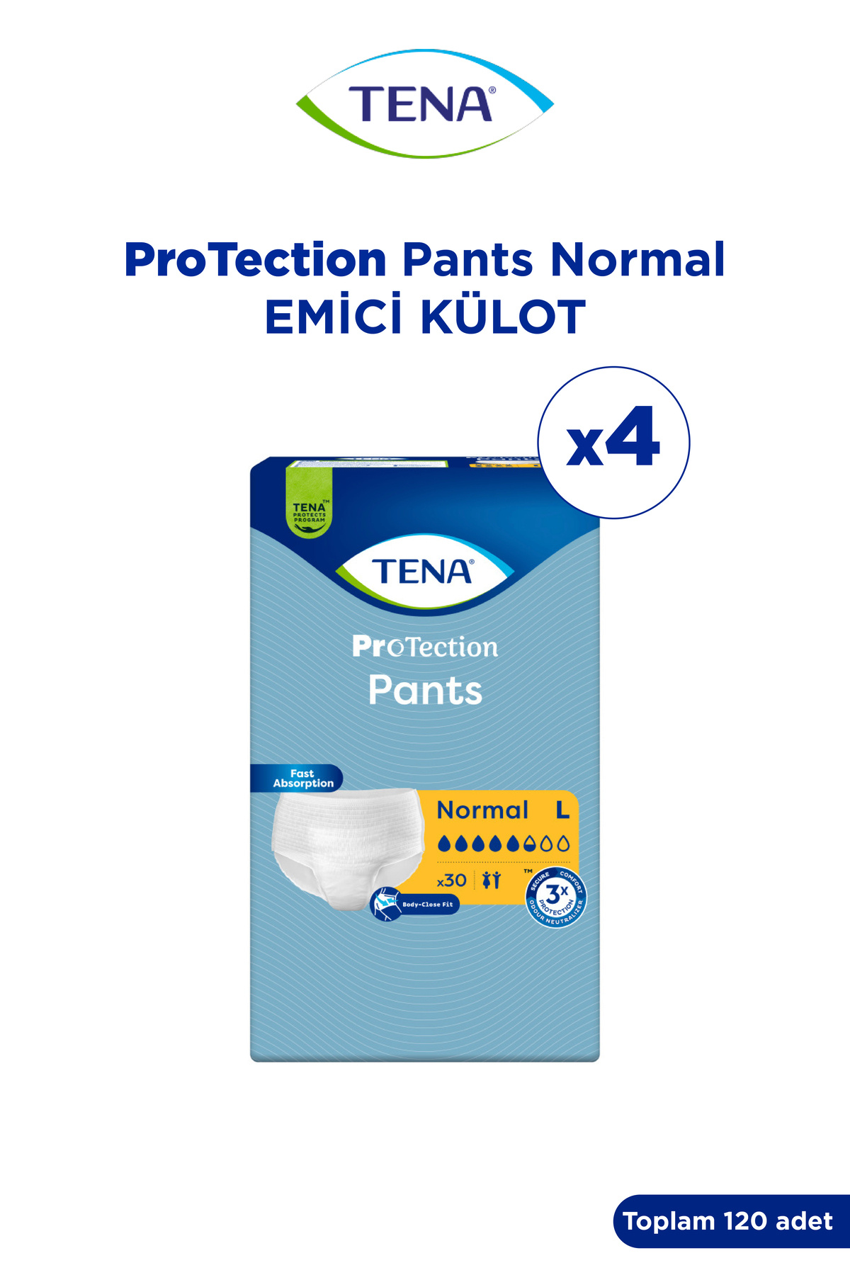 TENA Pants Normal Emici Külot 4lü Avantaj Paketi Ekonomik Large 30lu