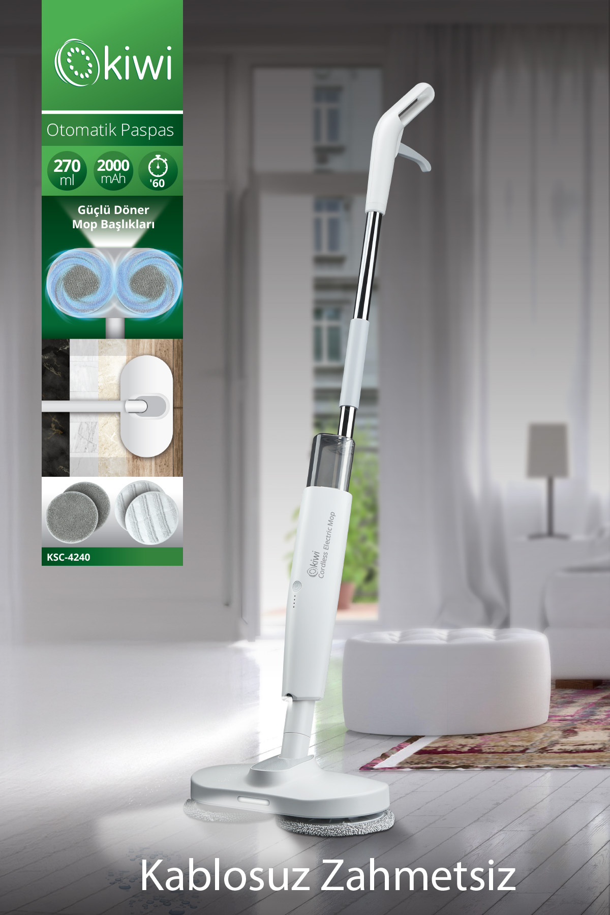 Kiwi Ksc-4240 Şarjlı Mop Ksc-4240