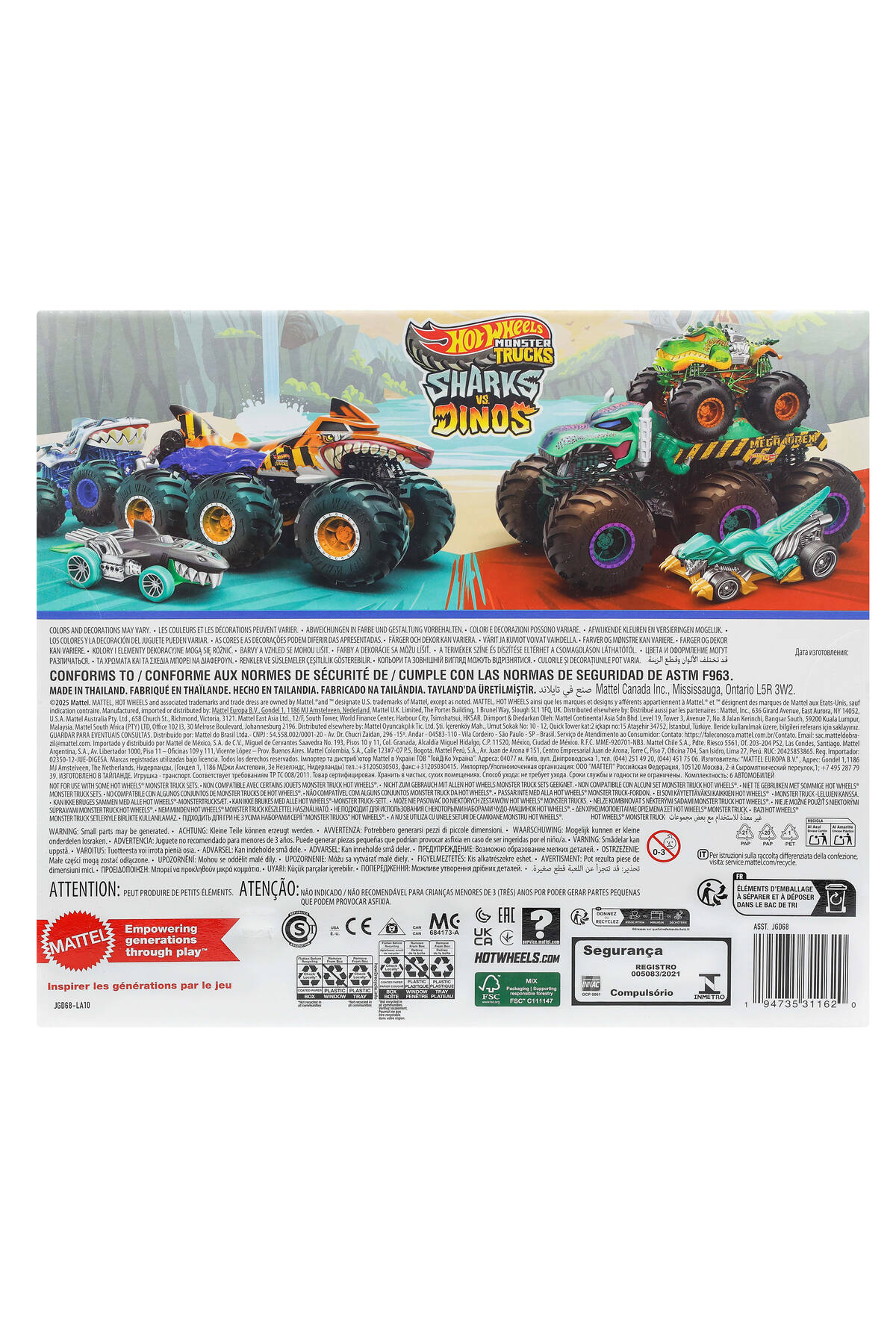 HOT WHEELS ® Monster Trucks Sharks & Dinos Araçlar Paketi JGD68