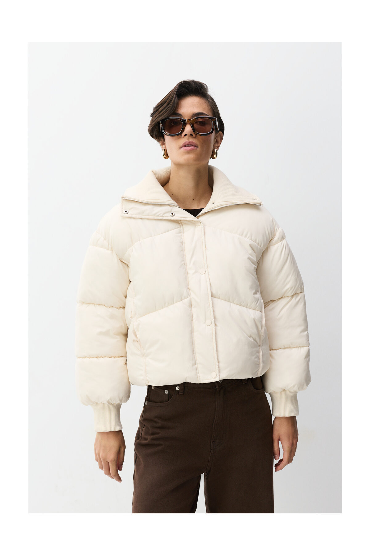 LEFTIES Kobiety Kurtka z dzianinowym kołnierzem