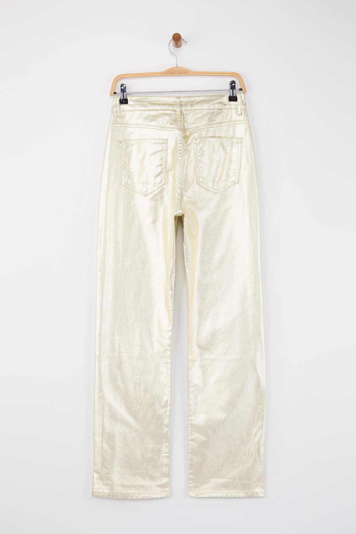 Trendyolmilla  Altın Kaplama Yüksek Bel Straight Jeans TWOAW26JE00155 - Görsel 6