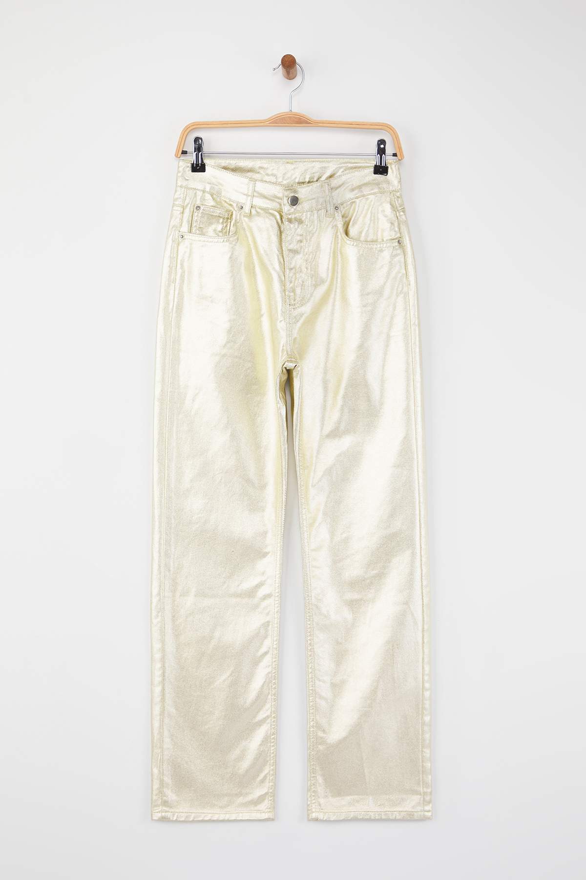 Trendyolmilla  Altın Kaplama Yüksek Bel Straight Jeans TWOAW26JE00155 - Görsel 5