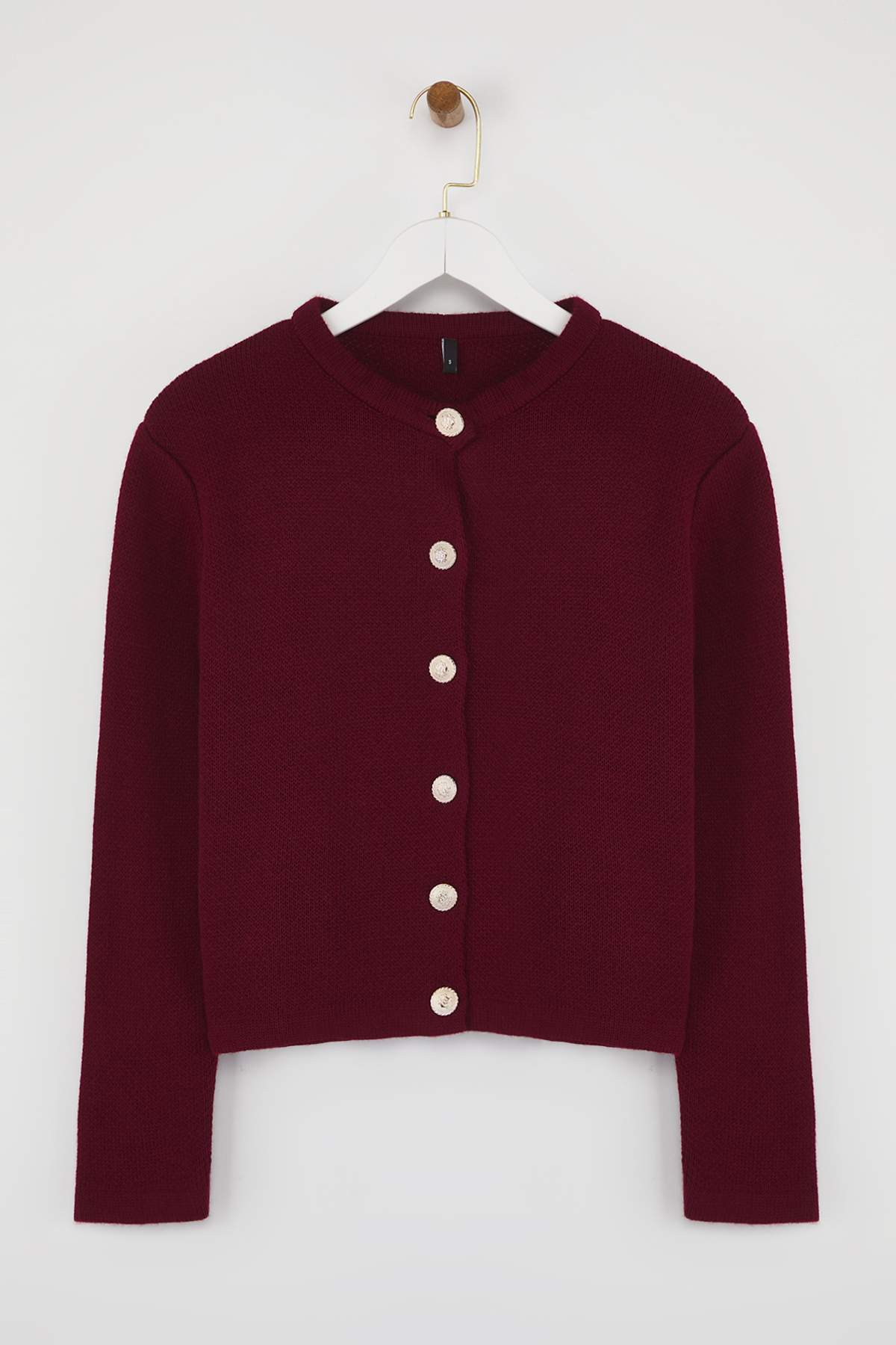 Trendyolmilla  Bordo Basic Ceket Görünümlü Triko Hırka TWOAW24HI00090 - Görsel 6