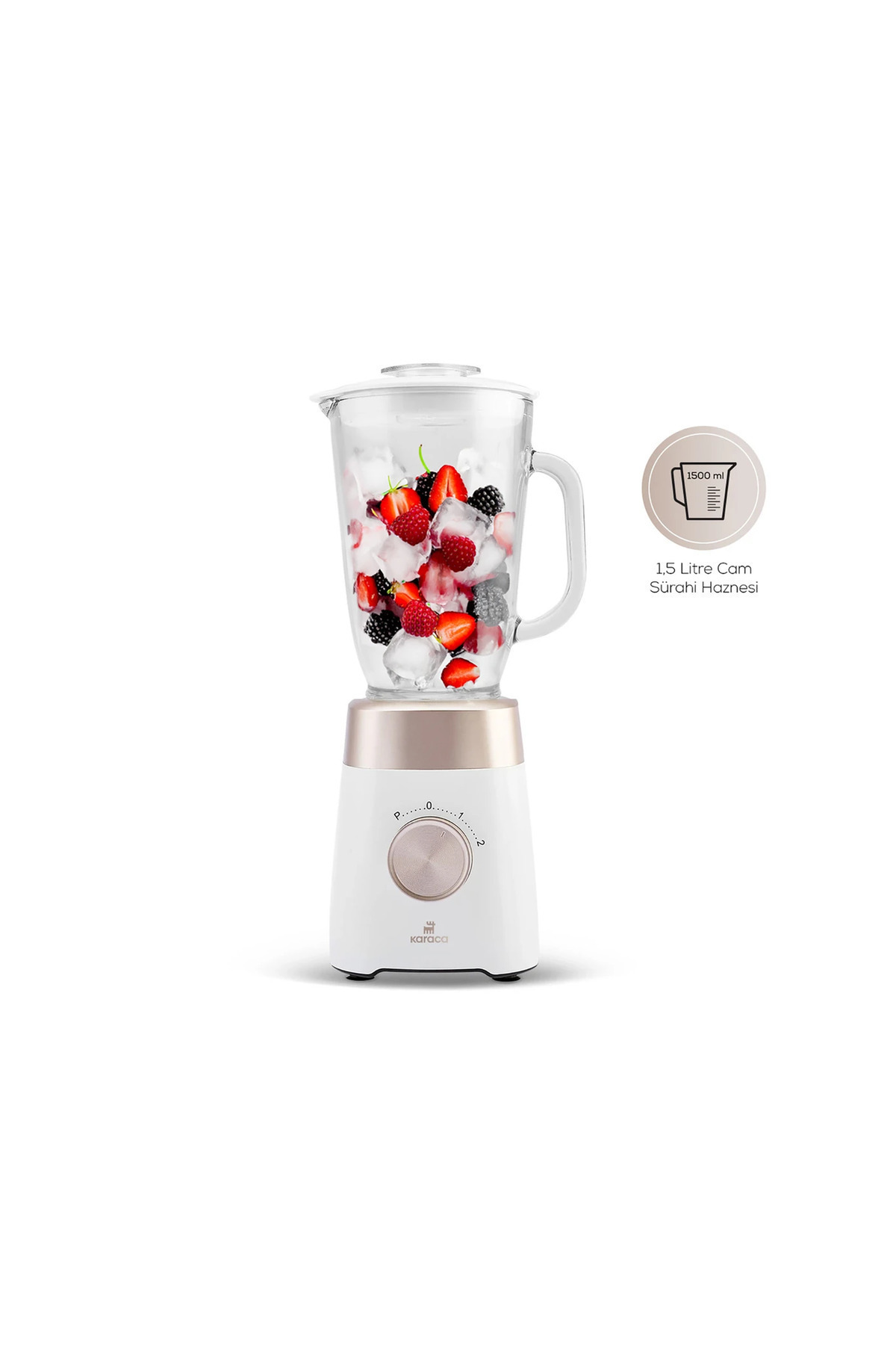 Karaca Paslanmaz Çelik Bıçaklar, Buz Kırma Özellikli, 1,5 Lt CAM Sürahili Smoothie Blender